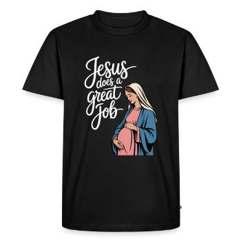 Jesus does a great Job - Men's Premium Organic T-Shirt - black - Front - Nico (187cm)