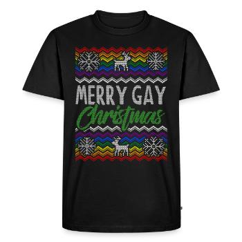Gay Pride Ugly Xmas Sweater Gift Christmas - Men's Premium Organic T-Shirt - black - Front - Nico (187cm)