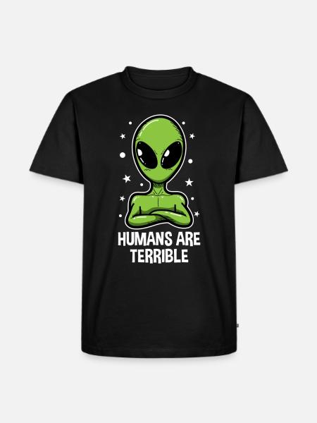UFO Alien Ausserirdrischer Alienkopf Geschenk - Männer Premium Bio T-Shirt - Schwarz