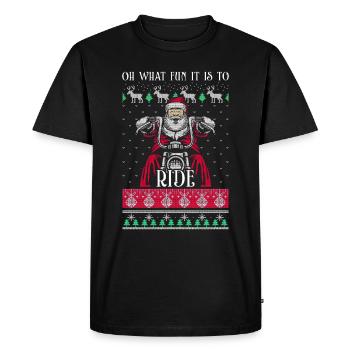 Weihnachtsmann Motorrad Ugly Christmas Geschenk - Männer Premium Bio T-Shirt - Schwarz - Vorne - Nico (187cm)