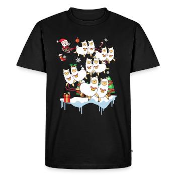 Llama Alpaca Vikunja Santa Christmas Gift - Men's Premium Organic T-Shirt - black - Front - Nico (187cm)