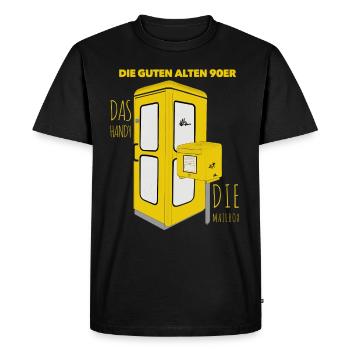 Die guten alten 90er - Männer Premium Bio T-Shirt - Schwarz - Vorne - Nico (187cm)