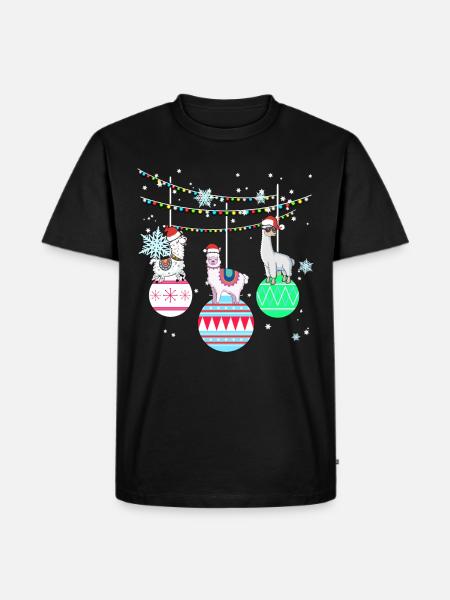 Llama Alpaca Vikunja Cadeau De Noël - T-shirt Premium bio Homme - noir