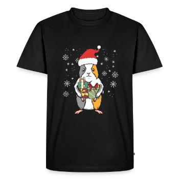 Guinea Pig Animal Christmas Santa Gift - Men's Premium Organic T-Shirt - black - Front - Nico (187cm)