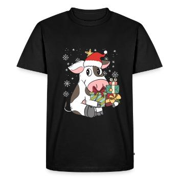 Vache vache paysanne paysan noël cadeau - T-shirt Premium bio Homme - noir - Devant - Nico (187cm)