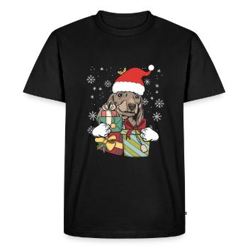 Blaireau chien noël Santa cadeau - T-shirt Premium bio Homme - noir - Devant - Nico (187cm)