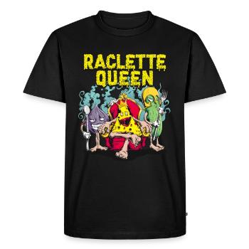 Cadeau Raclette Reine Fromage Reine Oignon Concombre - T-shirt Premium bio Homme - noir - Devant - Nico (187cm)