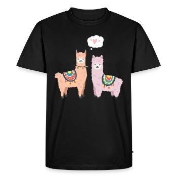 Alpaka Lama Lustig Paare Geschenk Valentinstag - Männer Premium Bio T-Shirt - Schwarz - Vorne - Nico (187cm)