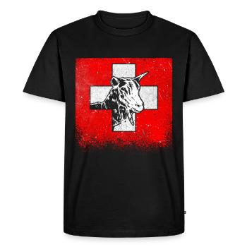 Suisse Chèvre Chèvre Animal Swiss Cross Cadeau - T-shirt Premium bio Homme - noir - Devant - Nico (187cm)
