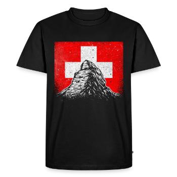 Suisse Cervin Zermatt Swiss Cross Gift - T-shirt Premium bio Homme - noir - Devant - Nico (187cm)