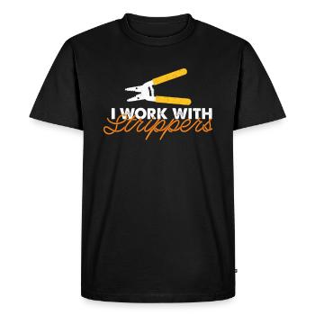 Je travaille avec Stripper Electrician Gift - T-shirt Premium bio Homme - noir - Devant - Nico (187cm)