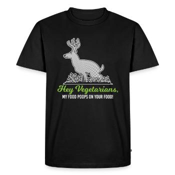 Hé chasseur de chasse végétarienne chasseur chasseur mangeur de viande - T-shirt Premium bio Homme - noir - Devant - Nico (187cm)
