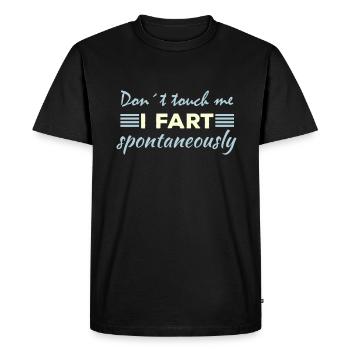 Ne touchez pas ! Je pète spontanément ! Pétricité pupilles - T-shirt Premium bio Homme - noir - Devant - Nico (187cm)