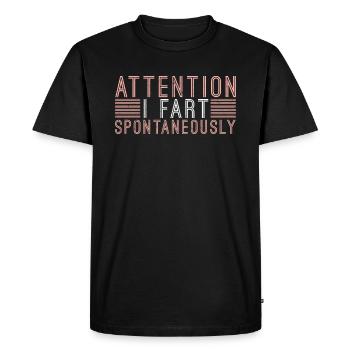 Attention, je pète spontanément ! Pétricité Pétricité Pups Pups - T-shirt Premium bio Homme - noir - Devant - Nico (187cm)
