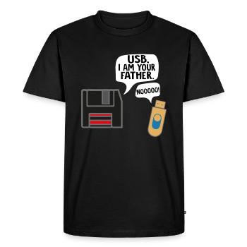 Programmer computer scientist Nerd father Floppy USB - Men's Premium Organic T-Shirt - black - Front - Nico (187cm)