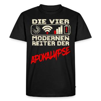 Die vier apokalyptischen Reiter. Wlan, Akku, etc. - Männer Premium Bio T-Shirt - Schwarz - Vorne - Nico (187cm)