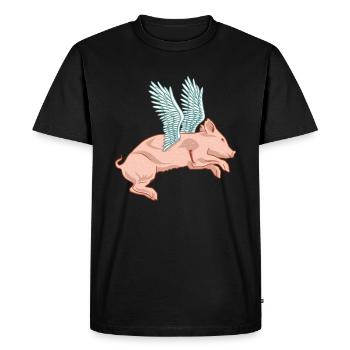 Cochon volant cochon chanceux ailes - T-shirt Premium bio Homme - noir - Devant - Nico (187cm)