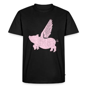 Cochon volant cochon chanceux ailes - T-shirt Premium bio Homme - noir - Devant - Nico (187cm)