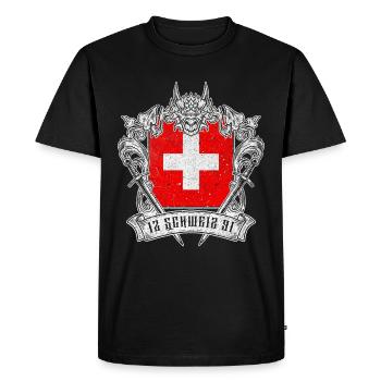 Schweiz Helvetia Patriot Schweizerkreuz Drache - Männer Premium Bio T-Shirt - Schwarz - Vorne - Nico (187cm)