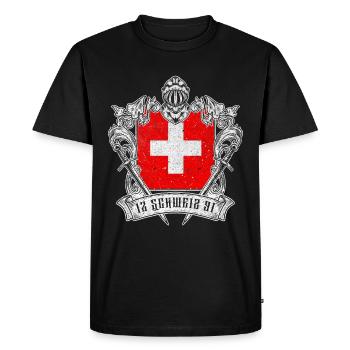 Suisse Helvetia Patriot Croix suisse Chevalier - T-shirt Premium bio Homme - noir - Devant - Nico (187cm)