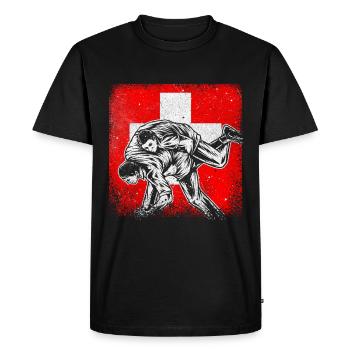 Suisse Tradition Patriot Lutte Croix de Suisse - T-shirt Premium bio Homme - noir - Devant - Nico (187cm)