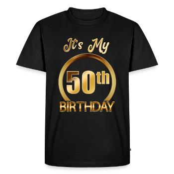 50ème anniversaire 50 ans joyeux anniversaire - T-shirt Premium bio Homme - noir - Devant - Nico (187cm)