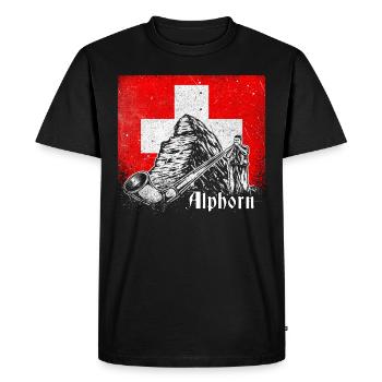 Switzerland Swiss Alphorn Music Matterhorn - Men's Premium Organic T-Shirt - black - Front - Nico (187cm)