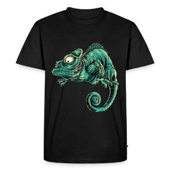 Caméléon Jungle Madagascar Afrique Iguane - T-shirt Premium bio Homme - noir - Devant - Nico (187cm)