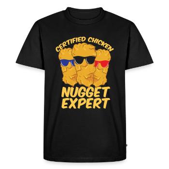 Un expert en pépites de poulet mange du fast food - T-shirt Premium bio Homme - noir - Devant - Nico (187cm)