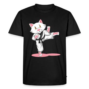Karate cat sport - Men's Premium Organic T-Shirt - black - Front - Nico (187cm)