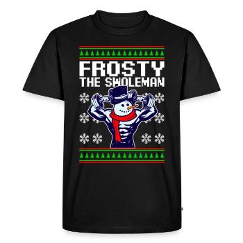 Fitness snowman bodybuilding christmas - Men's Premium Organic T-Shirt - black - Front - Nico (187cm)