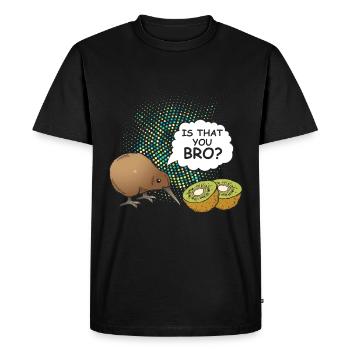 New Zealand Kiwi Bird Fruit Nerd Geek Bro - Men's Premium Organic T-Shirt - black - Front - Nico (187cm)
