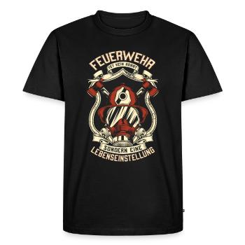 Attitude des pompiers pompiers à la vie - T-shirt Premium bio Homme - noir - Devant - Nico (187cm)