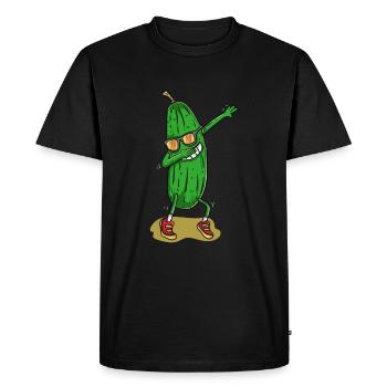 Funny dancing cucumber - Men's Premium Organic T-Shirt - black - Front - Nico (187cm)