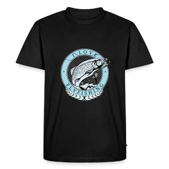 Angler I Love FlyFishing I Pêche aux carnassiers - T-shirt Premium bio Homme - noir - Devant - Nico (187cm)