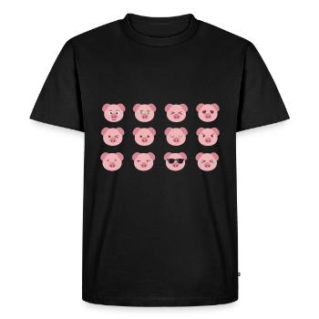 Sjove grise ansigter. - Herre Premium økologisk T-shirt - sort - Foran - Nico (187cm)