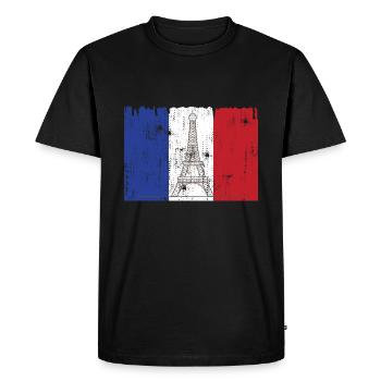 Drapeau français Tour Eiffel - T-shirt Premium bio Homme - noir - Devant - Nico (187cm)