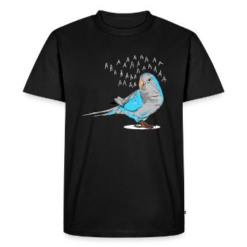 Perroquet perroquet bleu Quaker - T-shirt Premium bio Homme - noir - Devant - Nico (187cm)