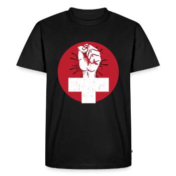 Féministe au poing levé - T-shirt Premium bio Homme - noir - Devant - Nico (187cm)