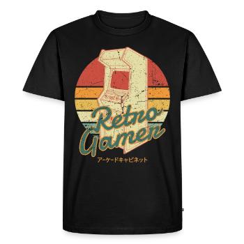 Joueur vidéo rétro d'arcade du Japon - T-shirt Premium bio Homme - noir - Devant - Nico (187cm)