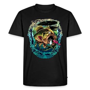 Fishing angler perch perch sea bass fish - Men's Premium Organic T-Shirt - black - Front - Nico (187cm)