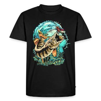 Brochet pêche baudroie poissons prédateurs - T-shirt Premium bio Homme - noir - Devant - Nico (187cm)