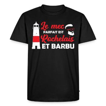 Le mec parfait est Rochelais et barbu la rochelle - T-shirt Premium bio Homme - noir - Devant - Nico (187cm)