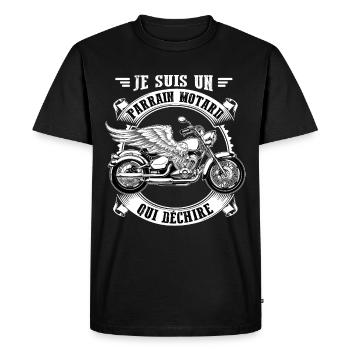 Je suis un parrain motard qui déchire rebel moto - T-shirt Premium bio Homme - noir - Devant - Nico (187cm)