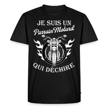 Je suis un parrain motard qui déchire moto vintage - T-shirt Premium bio Homme - noir - Devant - Nico (187cm)