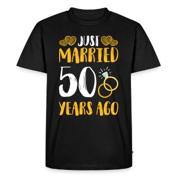 Mariage juste marié 50 ans - T-shirt Premium bio Homme - noir - Devant - Nico (187cm)