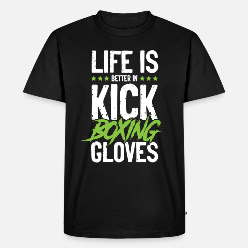 Kickboxing Handschuhe - Männer Premium Bio T-Shirt - Schwarz