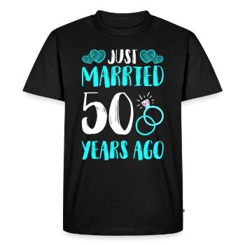 Mariage juste marié 50 ans - T-shirt Premium bio Homme - noir - Devant - Nico (187cm)