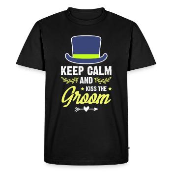 Keep Calm Groom Groom - Men's Premium Organic T-Shirt - black - Front - Nico (187cm)