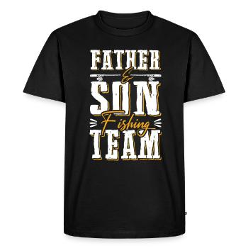 Père de pêche papa fils - T-shirt Premium bio Homme - noir - Devant - Nico (187cm)